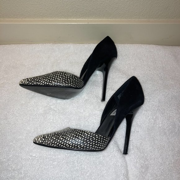 Steve Madden Varcityy Black & White Snakeskin Print Leather Stiletto Pump Heel - Picture 5 of 8